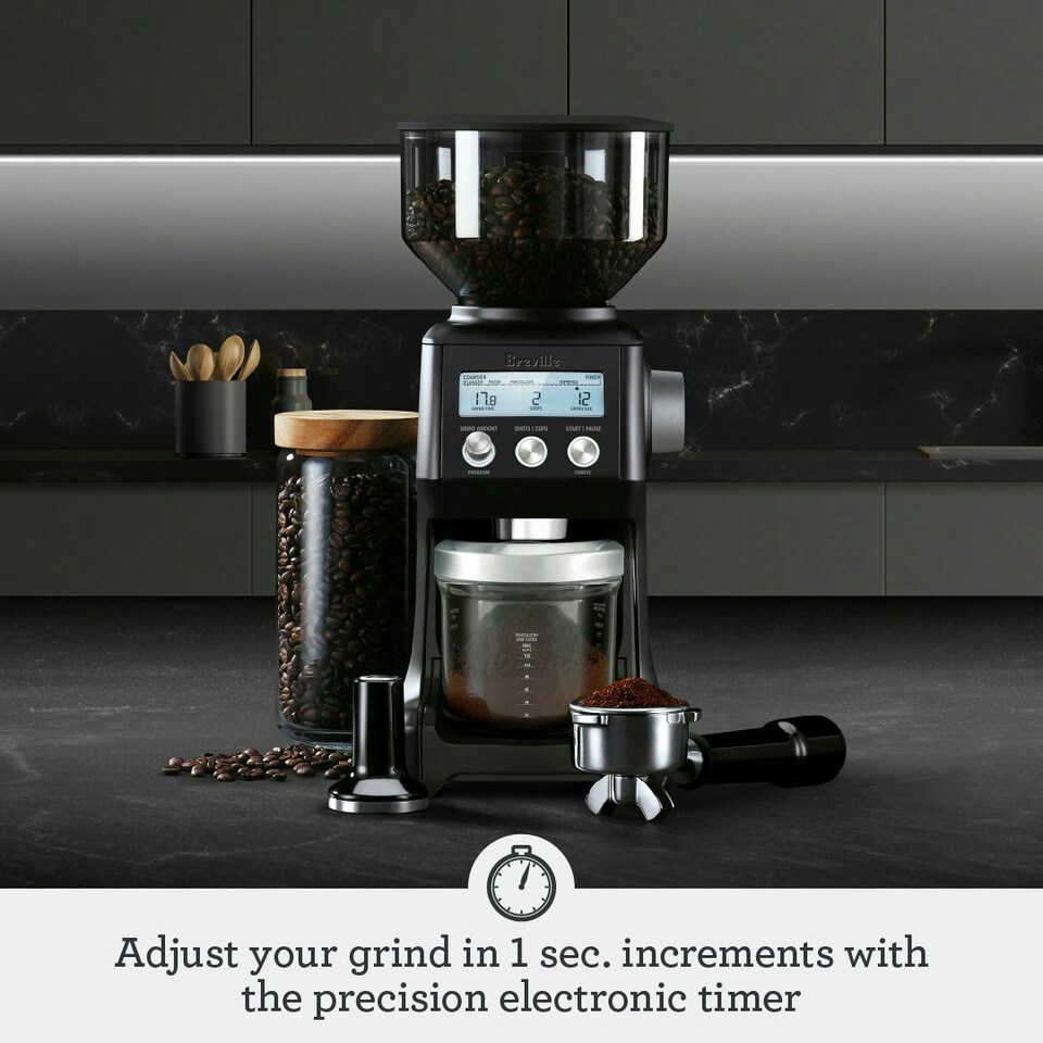 image 1 of Sage The Smart Grinder Pro, Conical Burr Coffee Grinder - Programmable, Automatic, Black Truffle