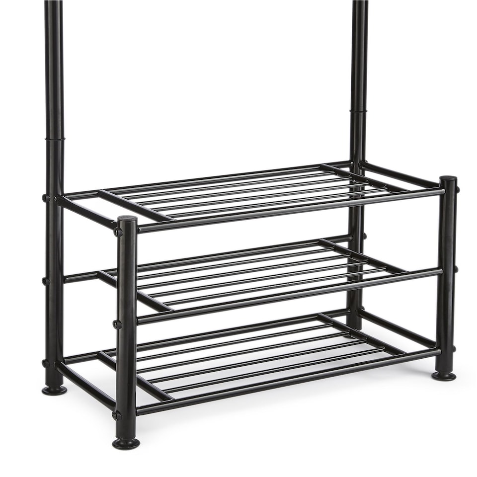 image 1 of House of Home Metal Hat Coat Stand Clothes Plus Shoes Rack Umbrella Steel Stand Hanger Hooks Black | Black