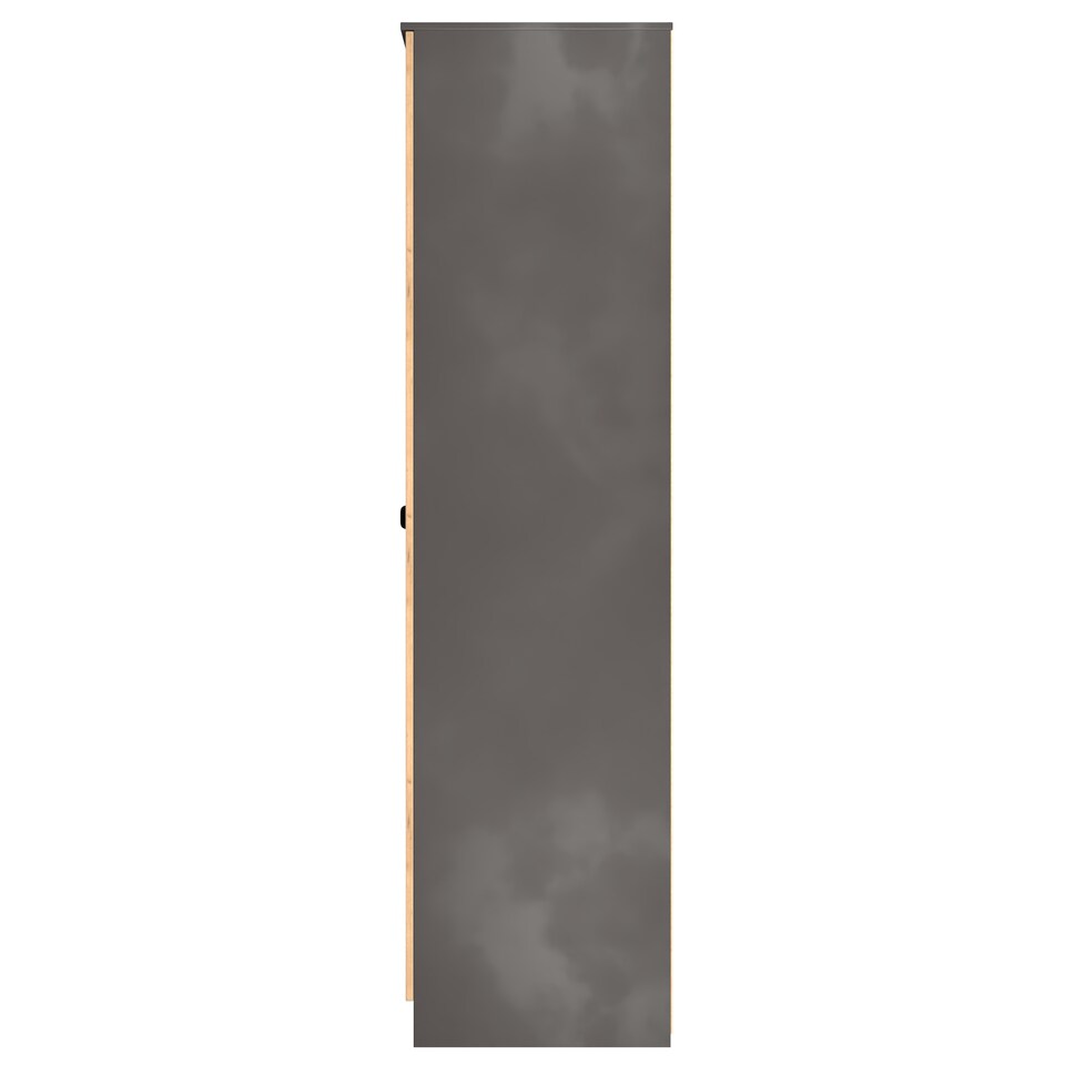 image 1 of Norway Tall Triple 2 Door Open Shelf Wardrobe in Gold Craft Oak & Graphite (Ready Assembled) | Grey | Gold Craft Oak & Graphite