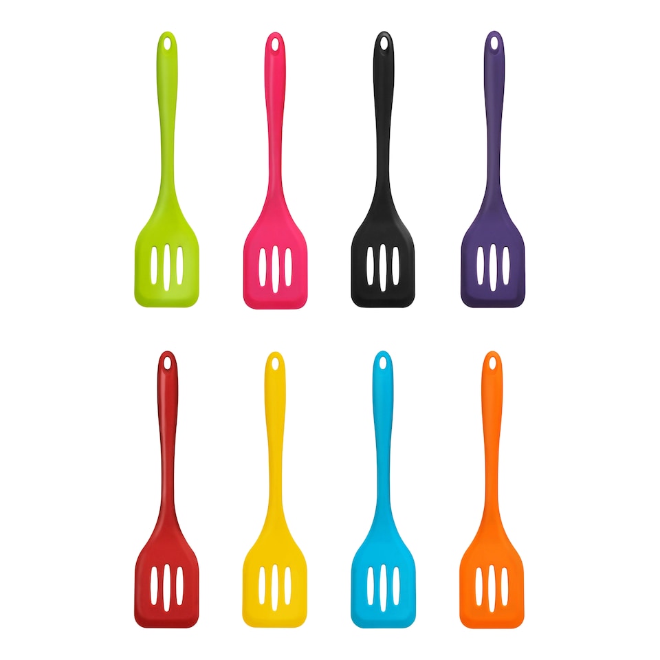 image 1 of Interiors By Premier Purple Silicone Slotted Turner, Silicone Perforated Spatula, Stain Resistant Flipper, Cooking Turner