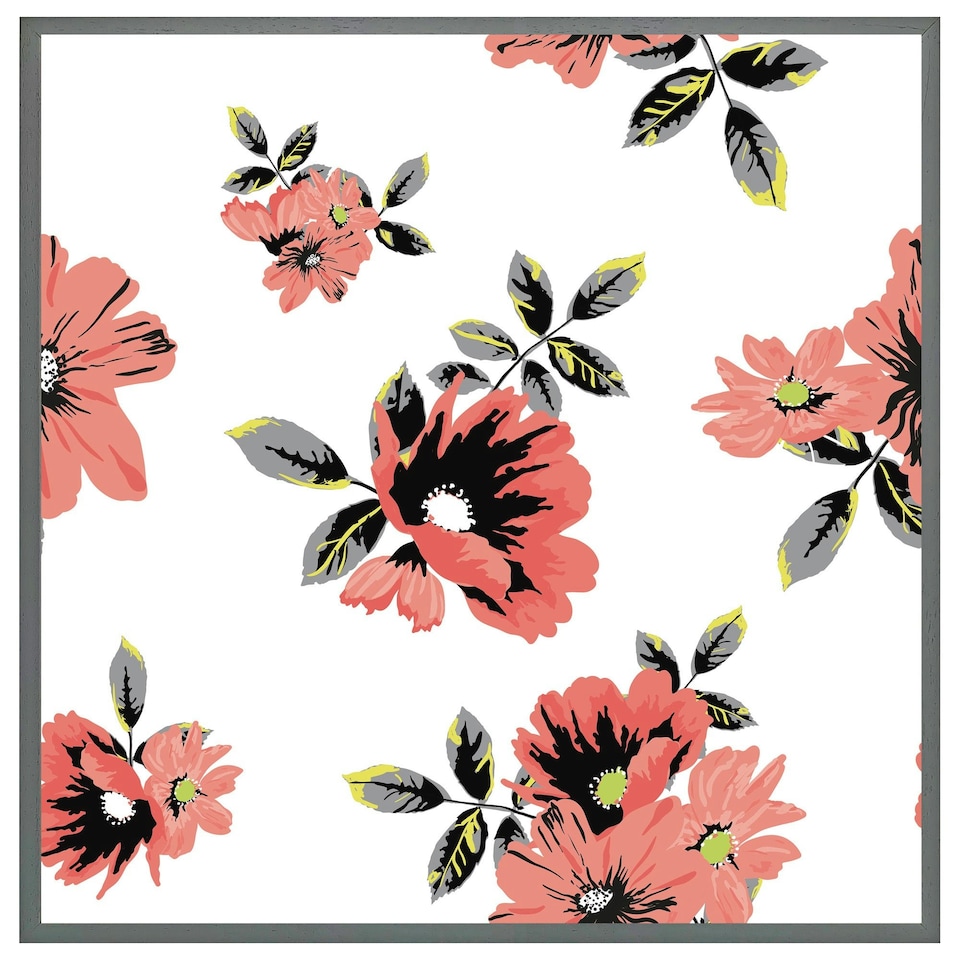 image 1 of Pink flowers (Picutre Frame) White | XL
