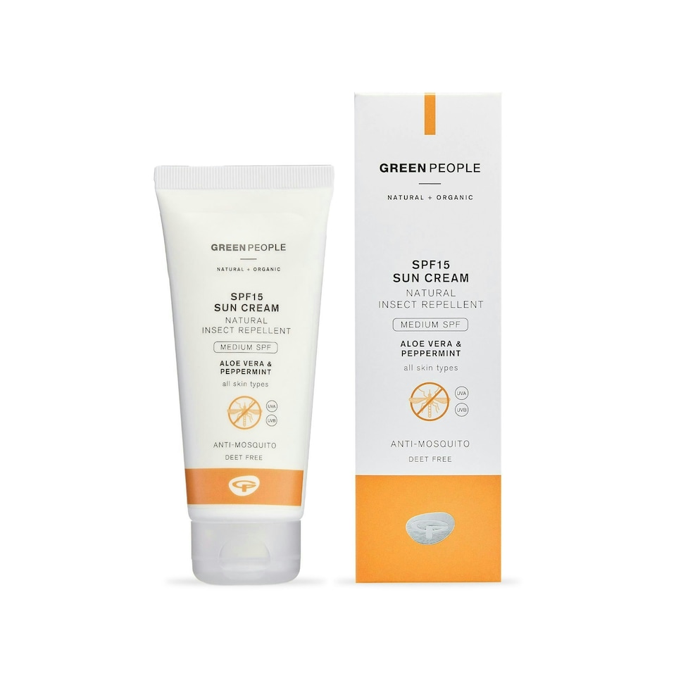 image 1 of Green People SPF15 Sun Cream with Insect Repellent - Natural, Organic Sunscreen with Citrepel75, Aloe Vera & Mint - Vegan, 100ml