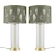 image 1 of Set of 2 Aura - Satin Brass Lamps with Sage Green Fern Silver Shades Bronze | Green