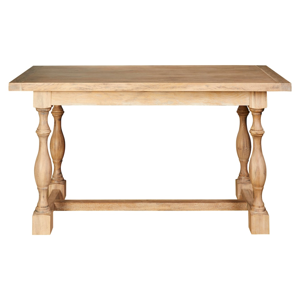 image 1 of Interiors By Premier Solid Whitewash Dining Table, American Oak Constructed Small Dining Table, Stable Kitchen Table For Dinner Brown