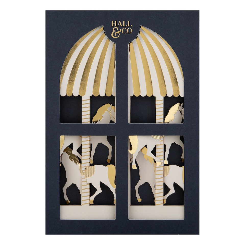 image 1 of Hallmark Hall And Co Premium Card - 3D Pop-Up Vintage Carousel - Paper Fables