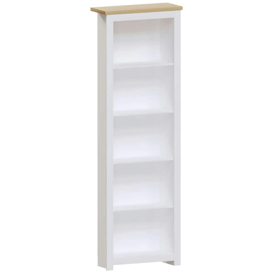image 1 of Vida Designs Arlington 5 Tier Bookcase Shaker Style Display Storage, White & Oak