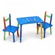 image 1 of Childrens Wooden Crayon Table and Chairs Set Kids Room Furniture