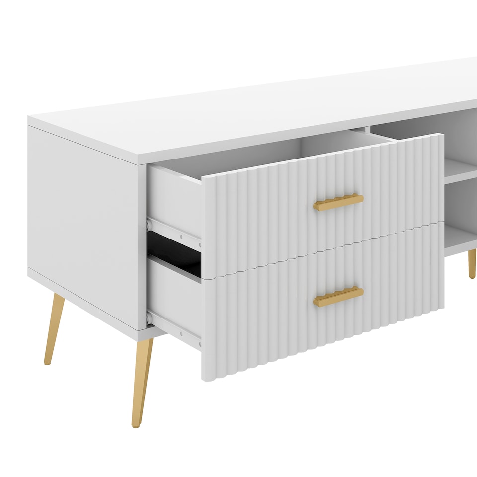 image 1 of Modern Entertainment Center Console with Stable Storage