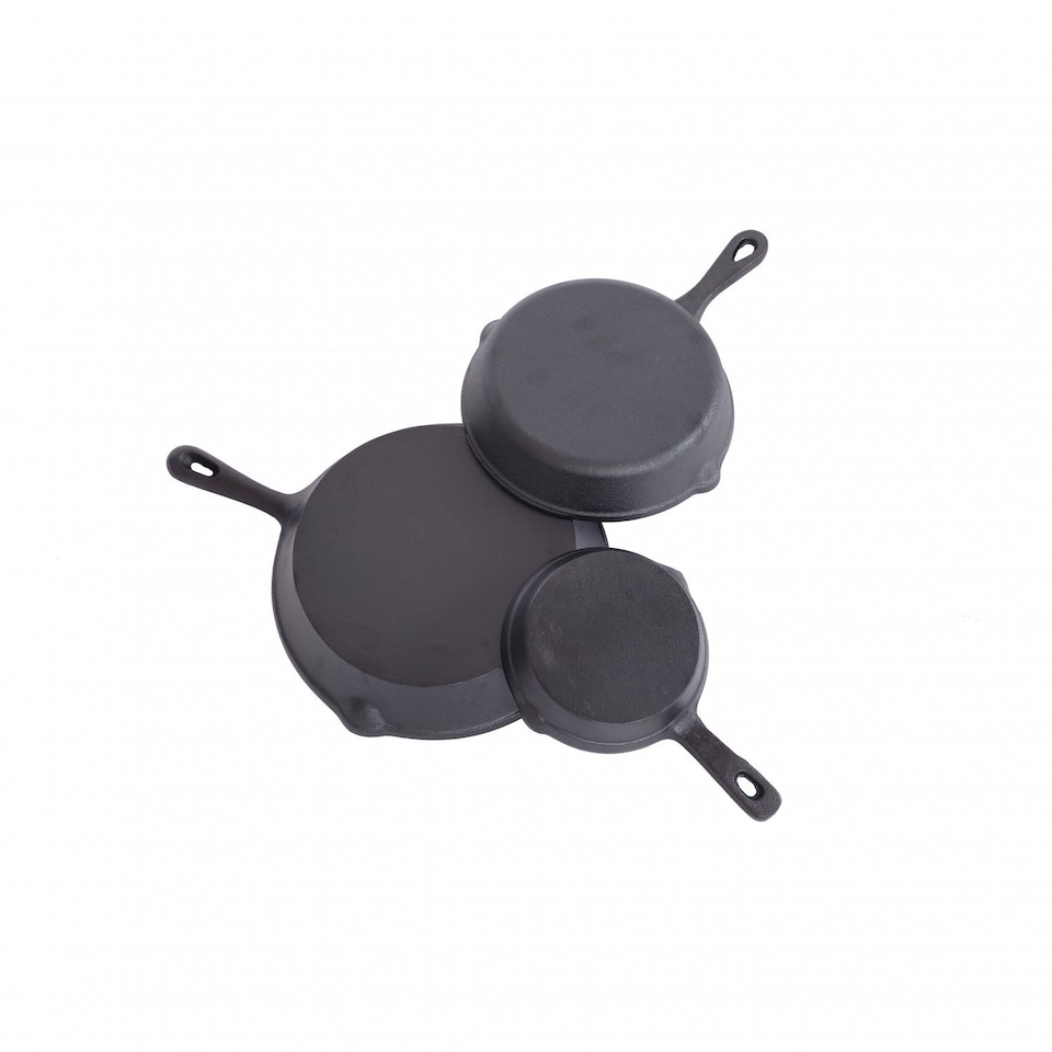 image 1 of Set of 3 Cast Iron Non Stick Skillet Frying Cooking Pans