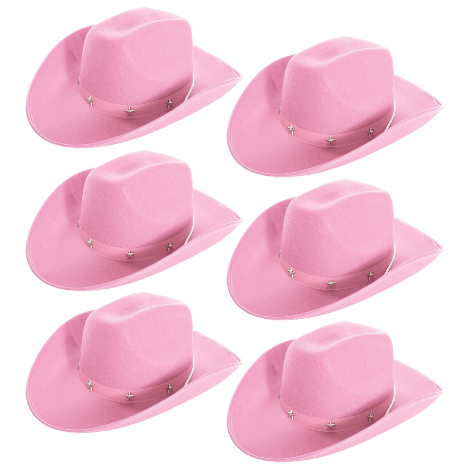 image 1 of Star Studded Cowboy Hat – Western Fancy Dress Accessory (Comes in Multiple Colours) Pink | 6