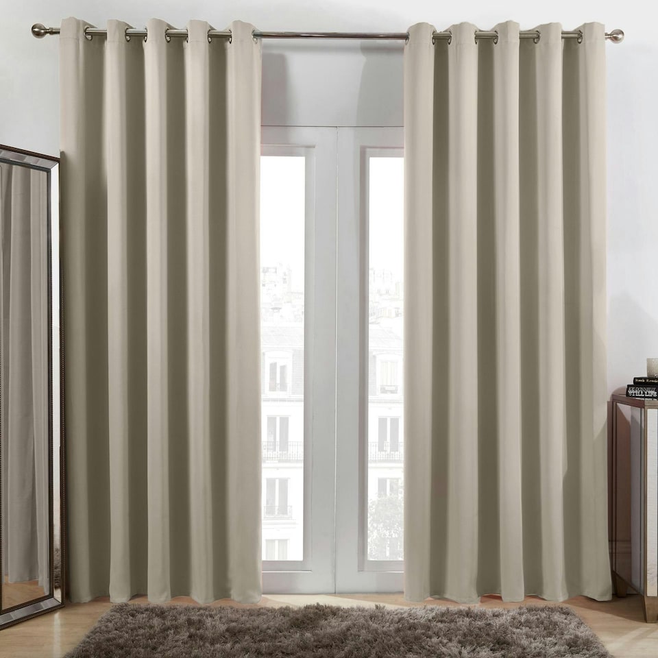 image 1 of OHS Blackout Thermal Eyelet Curtains, 66x90" - Stone