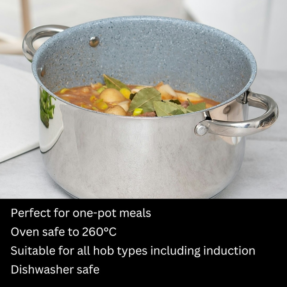image 1 of Durastone Stainless Steel 5.5L Non-Stick Stock Pot