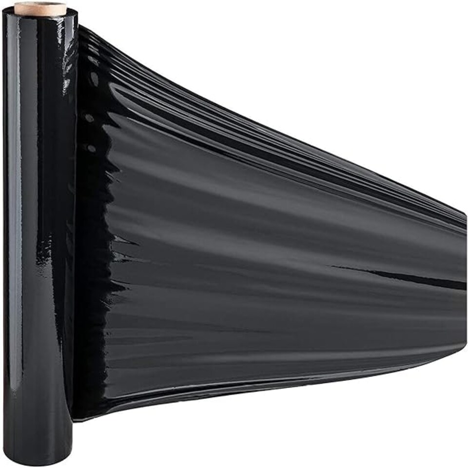 image 1 of 6 rolls, 400mm x 250m, Black pallet wrap, Ideal for moving/storage.