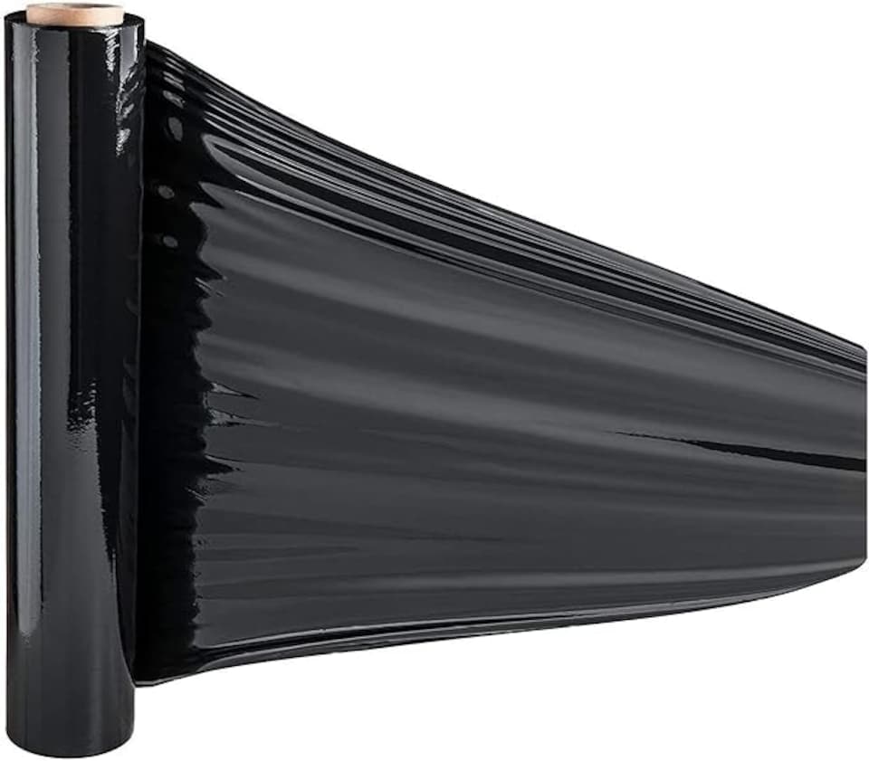 image 1 of 6 rolls, 400mm x 250m, Black pallet wrap, Ideal for moving/storage.