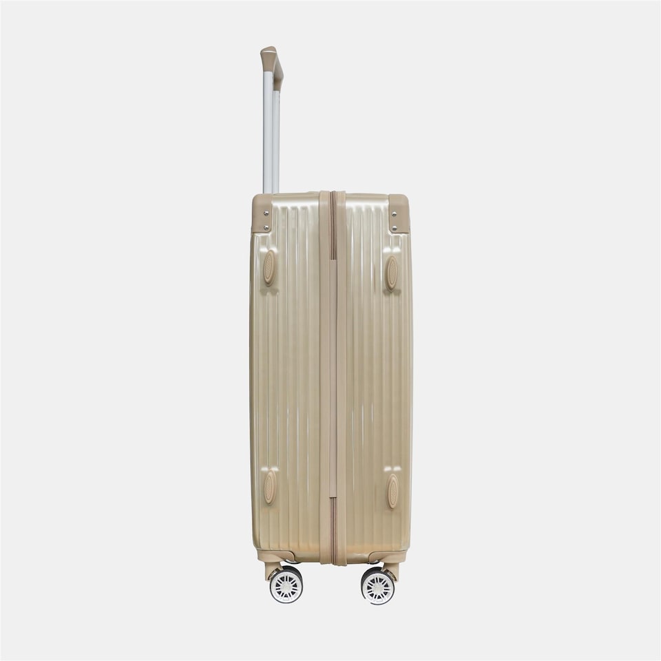 image 1 of OHS Metallic Effect Suitcase Set of 3 Hard Shell ABS Luggage | Gold