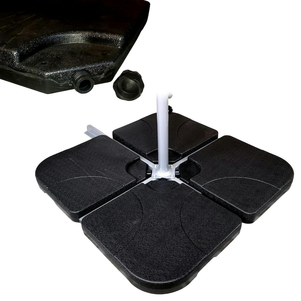 image 1 of 4 Pack 60/80Kg Square Water / Sand Filled Black Hanging / Banana / Cantilever Garden Patio Decking Parasol Base Weight