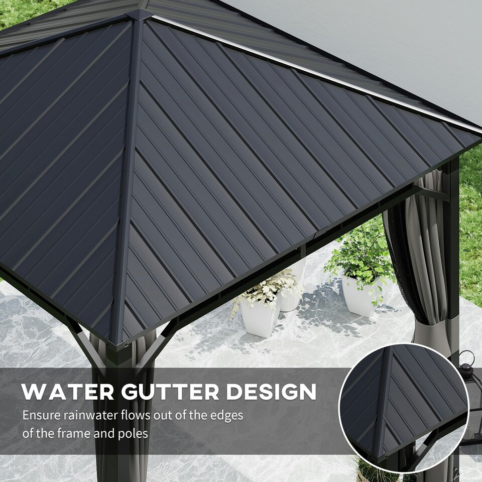 image 1 of Outsunny 3 x 3(m) Hardtop Gazebo with Galvanised Steel Roof and Sides