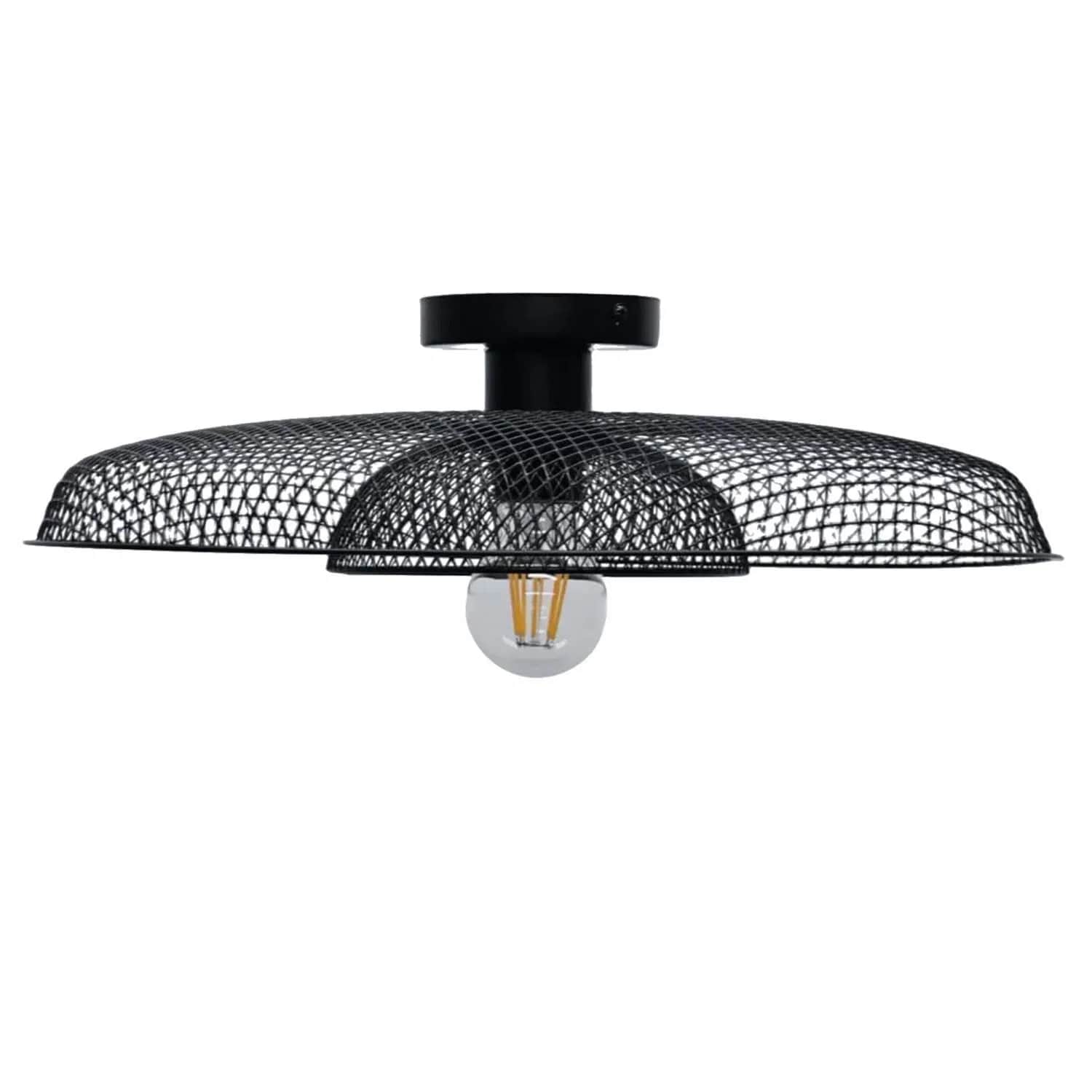 First Choice Lighting Cassidy - Black Metal Wire Layered Flush Ceiling Light