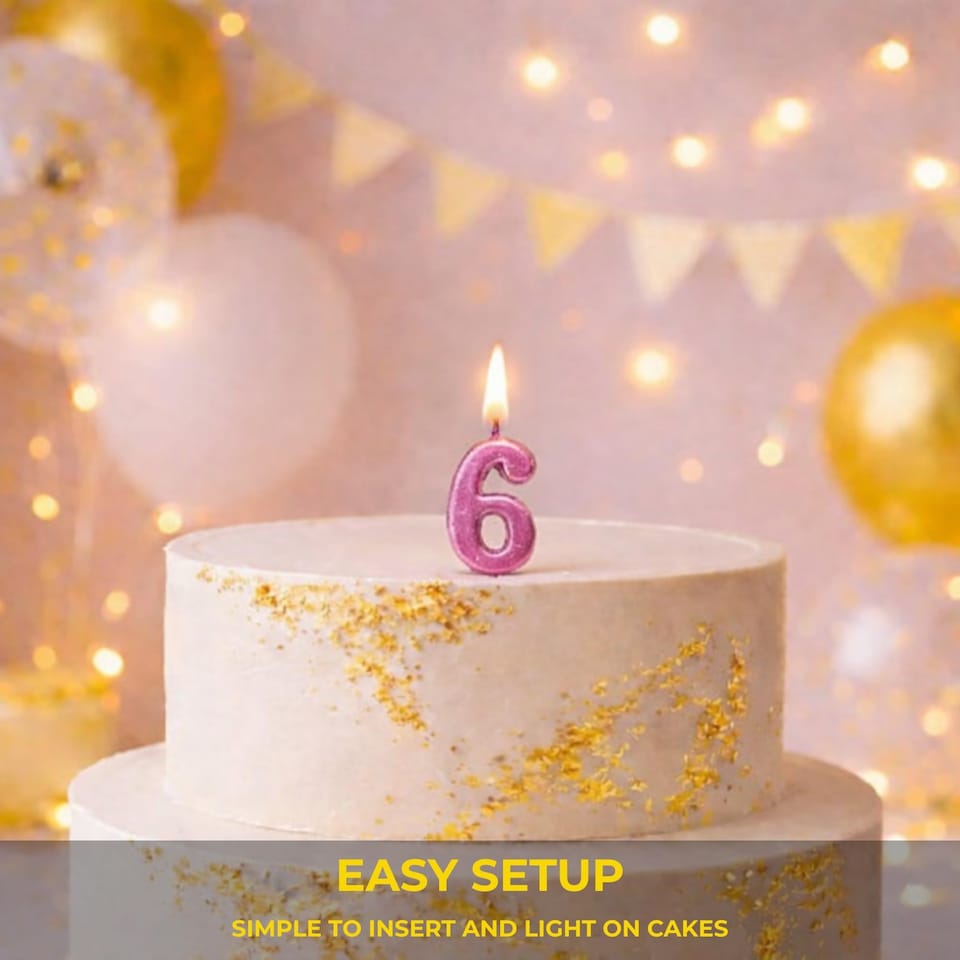 image 1 of Number Candle Pink 6 Candle Birthday Anniversary Party Cake Decorations Topper | Pink