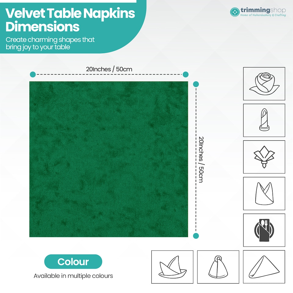image 1 of Square Crushed Velvet Napkins, Cloth with Hemmed Edges Napkins - 20 Inch