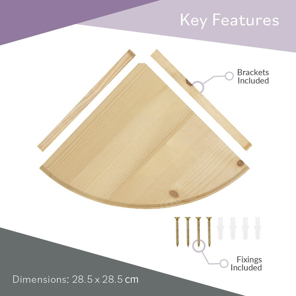 image 1 of Anika 28.5cm x 28.5cm Pine Wooden Shelf Brown