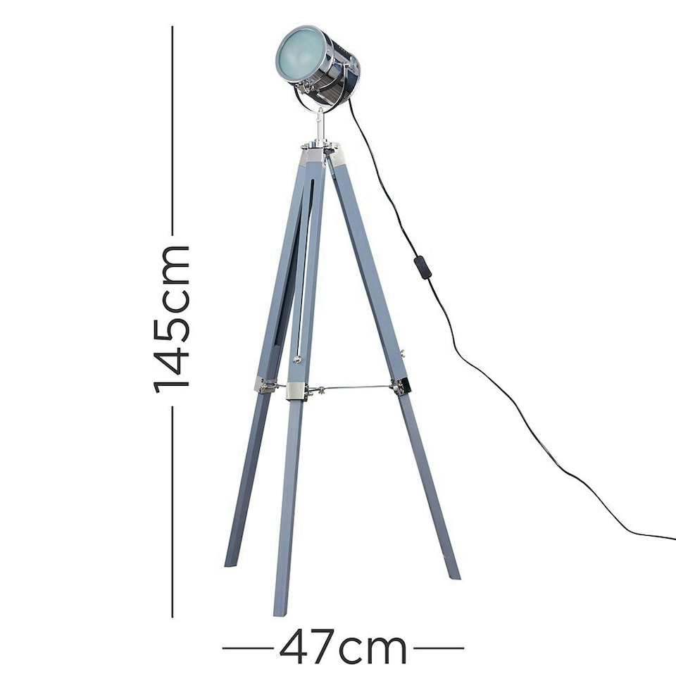 image 1 of ValueLights Starboard Painted Grey Floor Lamp and LED Bulb