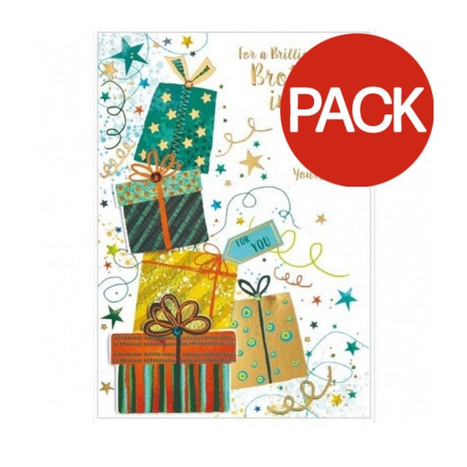 Simon Elvin For A Brilliant Brother In-low Birthday Card (Pack of 6) - White/Multicoloured - One Size
