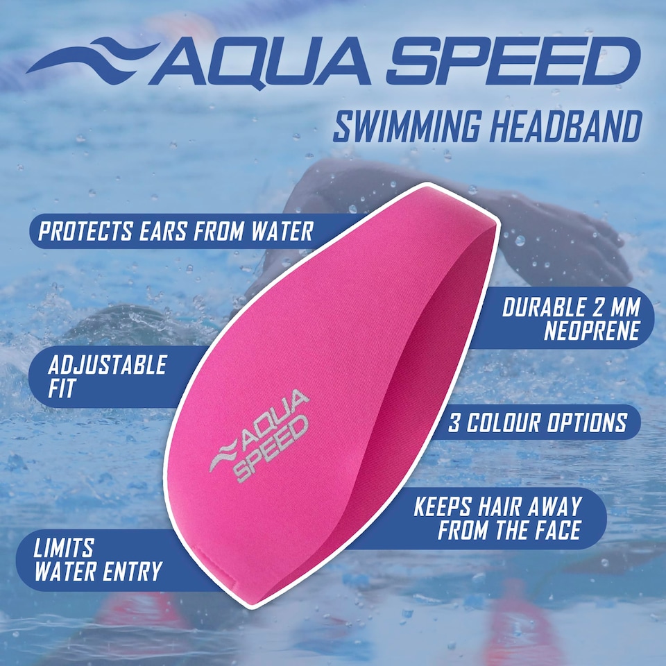 image 1 of Unisex Adult Swim Adjustable Headband | Quick Dry Neoprene Ear Coverage | Black | Black | One Size | 1