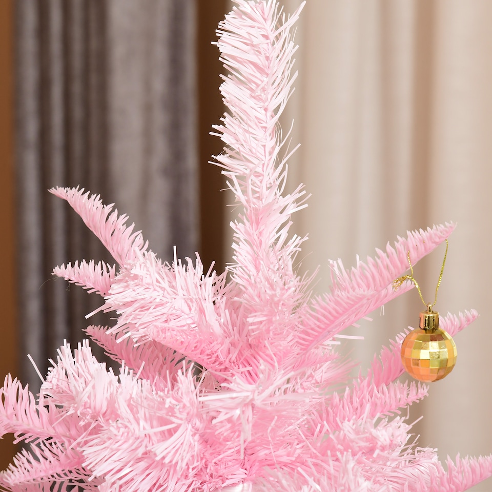 image 1 of HOMCOM 5FT Artificial Christmas Tree Holiday mas Holiday Tree Decoration with Automatic Open for Home Party, Pink