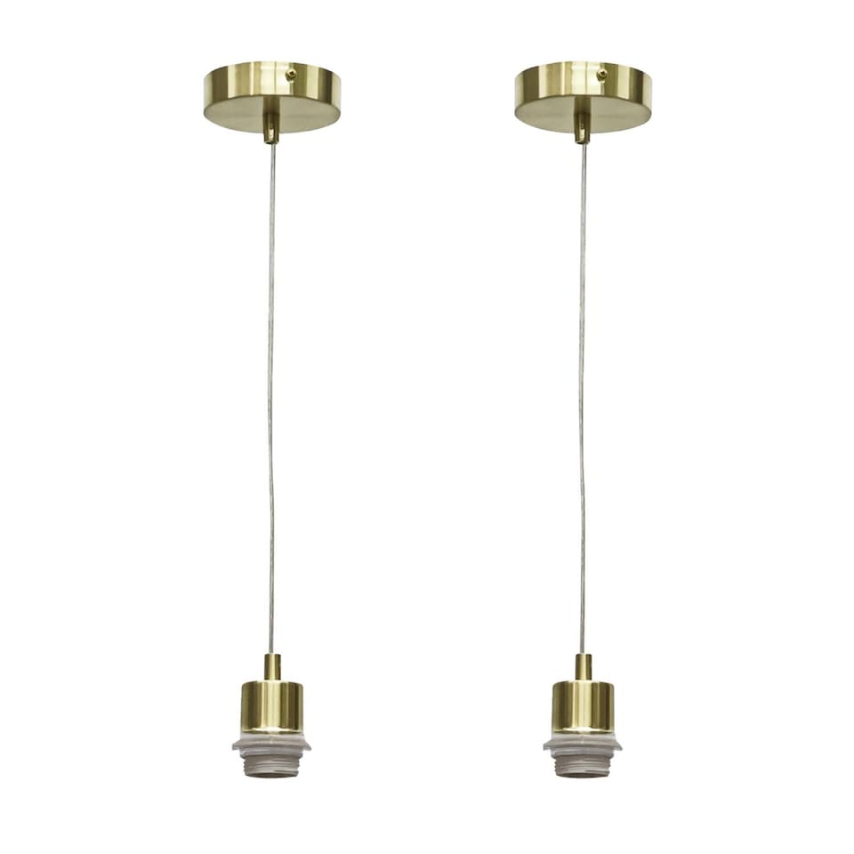 image 1 of Set of 2 Carss - Satin Brass Ceiling Pendant Flex Suspension Kits for Easy Fit Shades | Gold | 2