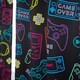 image 2 of OHS Kids Gaming Print Blackout Lined Eyelet Curtains, 46x54" - Black