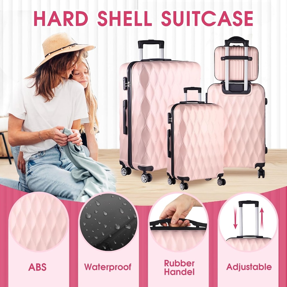 image 1 of 4 Piece Travel Luggage Sets with 360° Spinner Wheels