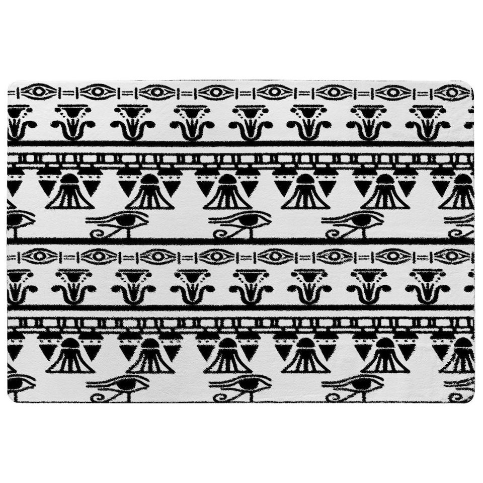 image 1 of Egyptian Eye Of Horus Heiroglyphs (Rug) Black | XL: 160x230cm