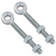 image 1 of Swing Gate Long Eye Bolts Hinge + Nuts Adjustable Zinc Plated 12 x 150mm 2pc Silver