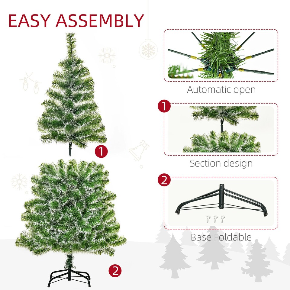 image 1 of HOMCOM 5FT Home Decoration Artificial Christmas Tree Xmas Gift Metal Stand