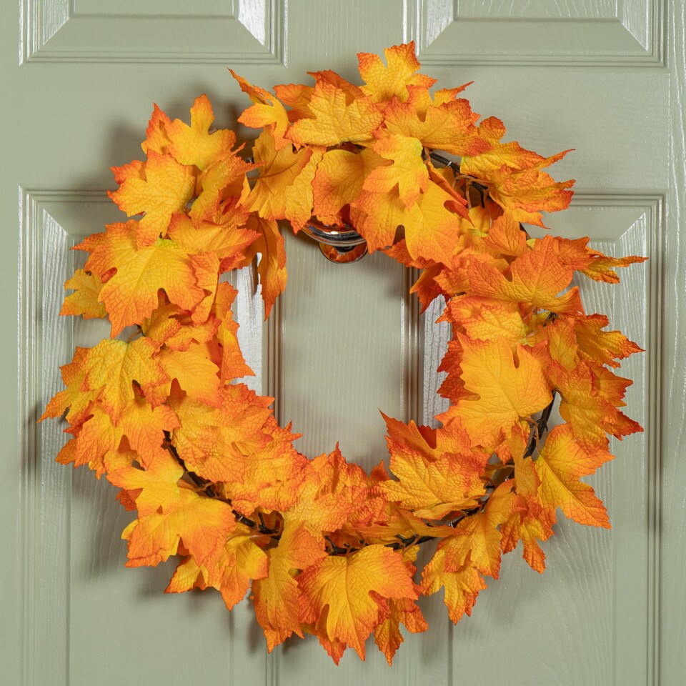 image 1 of 50cm Hanging Bright Autumn Faux Wreath