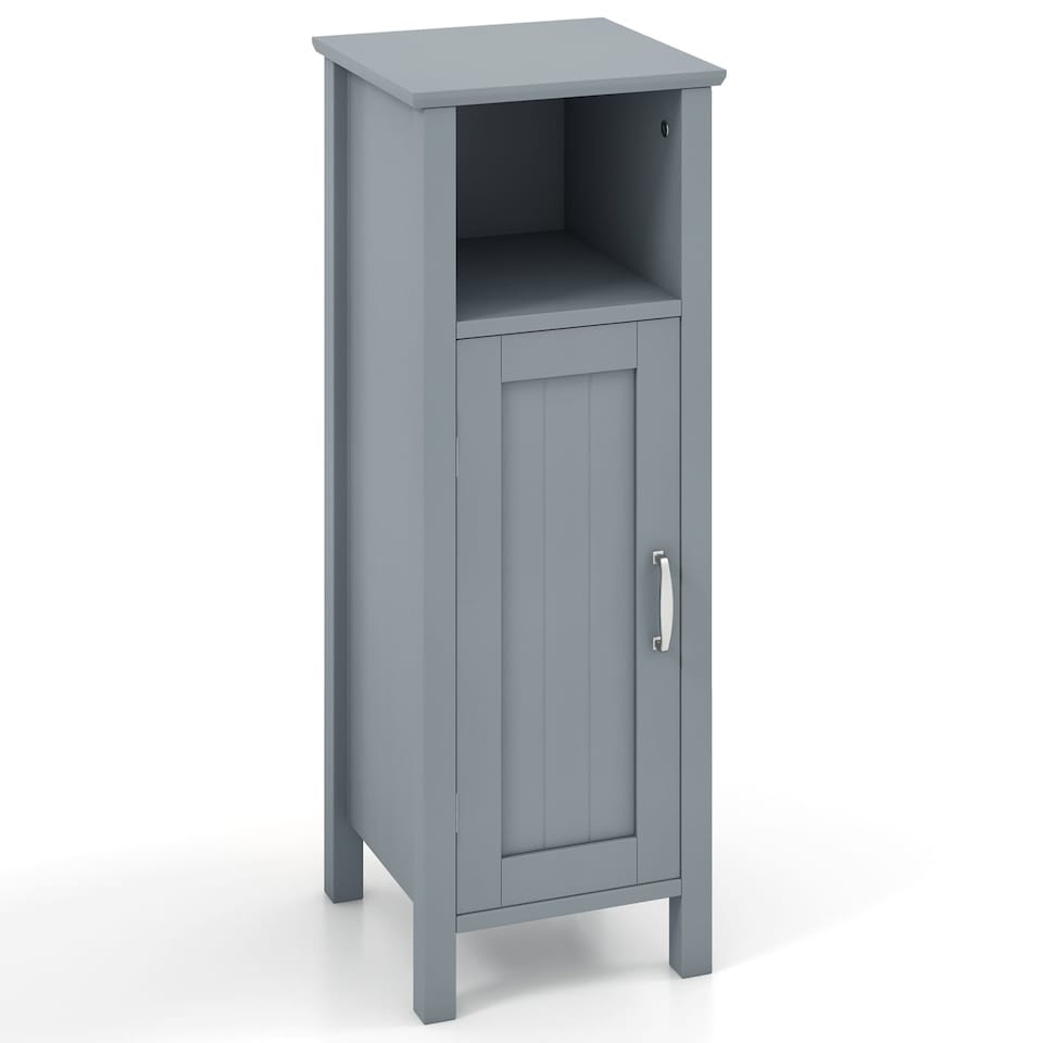 image 1 of COSTWAY Bathroom Floor Cabinet Narrow Storage Organizer | Grey | 1