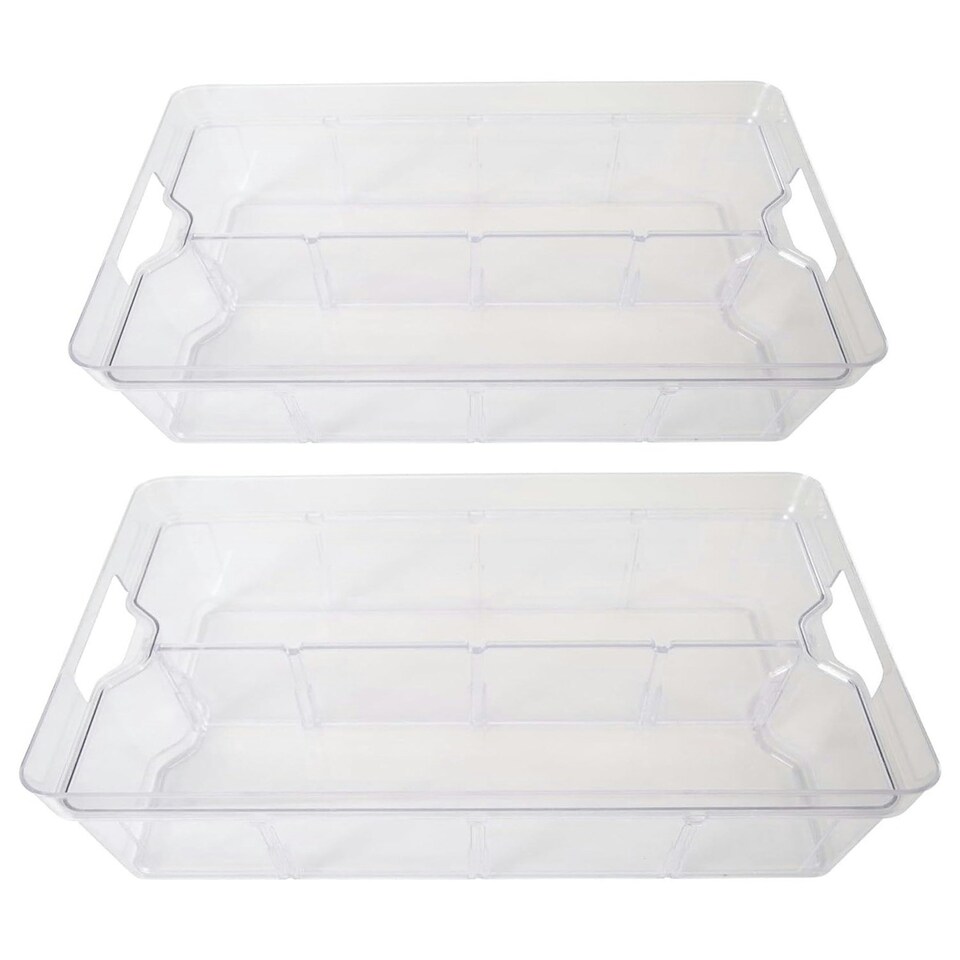 image 1 of 10 x Medium (36.5cm x 27.5cm x 10.5cm) Adjustable Plastic Modular Storage Compartment Organisers Great For Crafts, Makeup & Food | Clear