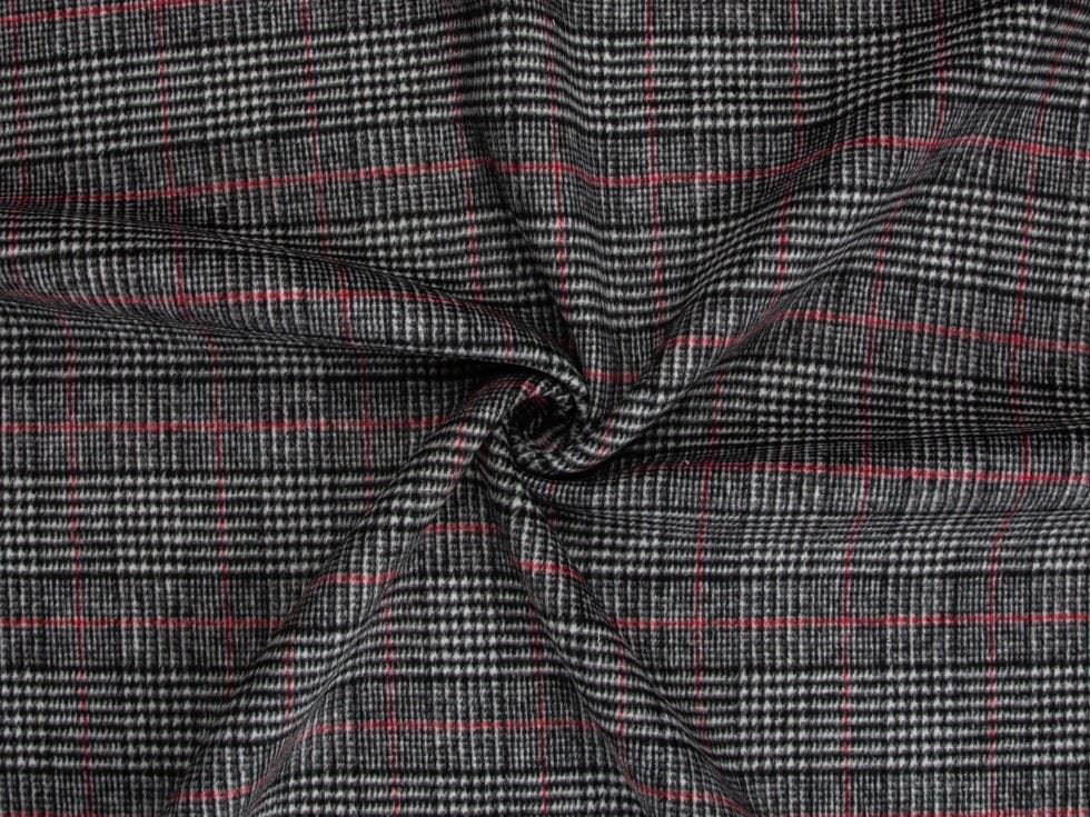 Minerva Black White Red Deadstock Reversible Wool Blend Coating Dressmaking Fabric per metre - 150cm / 59" Wide