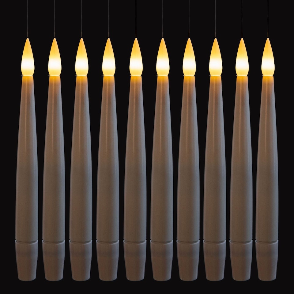 image 1 of Set of 10 15cm Floating White LED Battery Candles in Warm White with Remote Control