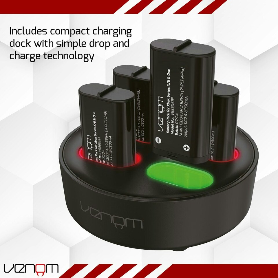 image 1 of Venom Xbox Rechargeable Battery 4-Pack with Charging Dock AA
