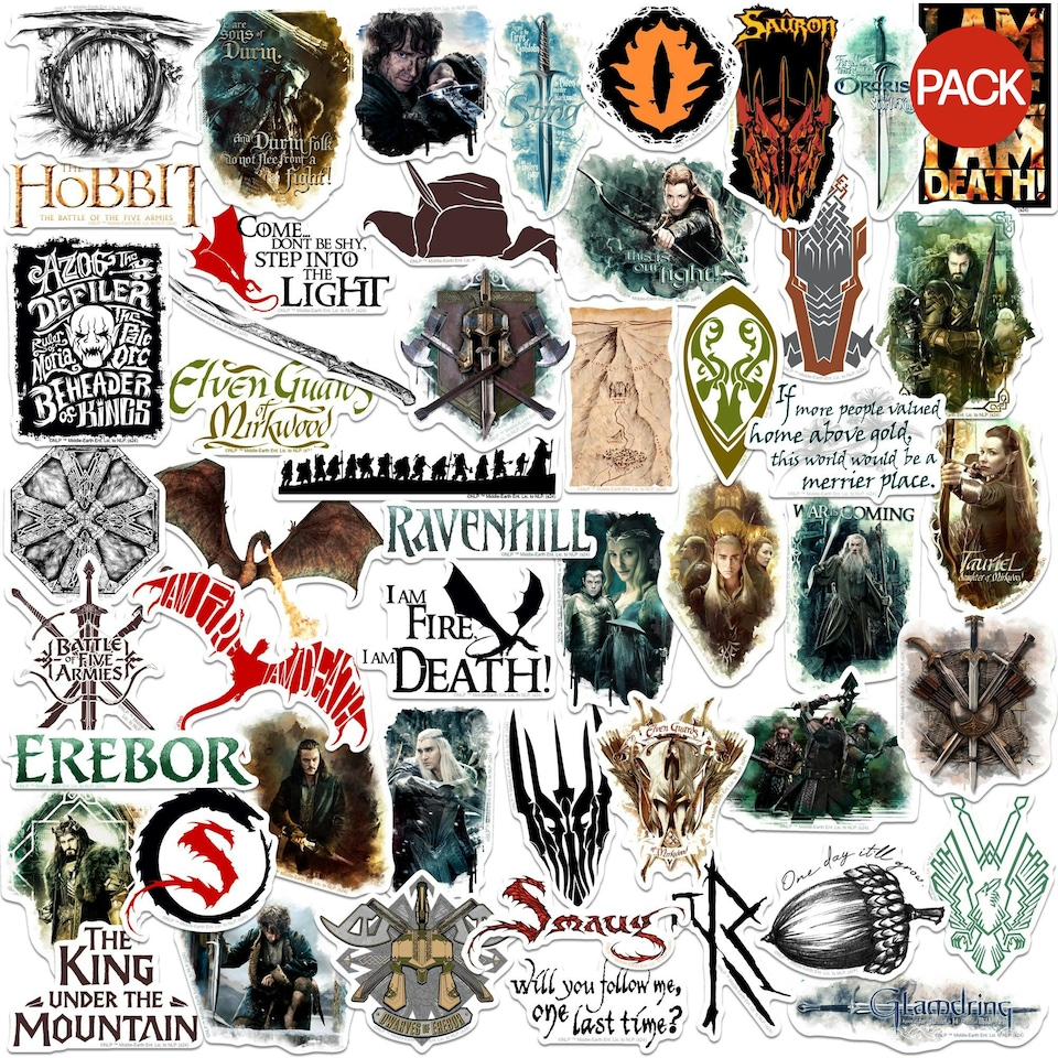 image 1 of The Hobbit Deluxe Stickers (Pack of 50) - Multicoloured - One Size