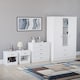 image 3 of Vida Designs Riano 4 Piece Bedroom Set (1 Drawer Bedside Chest, 4 Drawer Chest, 3 Door 2 Drawer Mirrored Wardrobe), White (6)