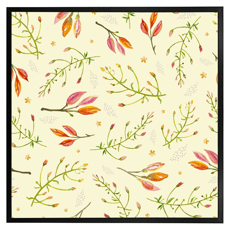 image 1 of Green branches on light background (Picture Frame) Grey | L