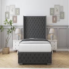 Sloomy Arundel Graphite Dumfries Bed Frame With Mattress With 50" Upholstered Wingback Headboard 5' King