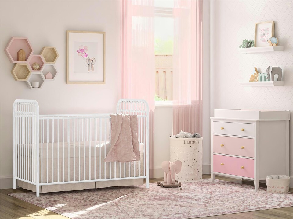 image 1 of Poppy 3 DRW Dresser with Changer White/Pink | White | White/Pink | One Size