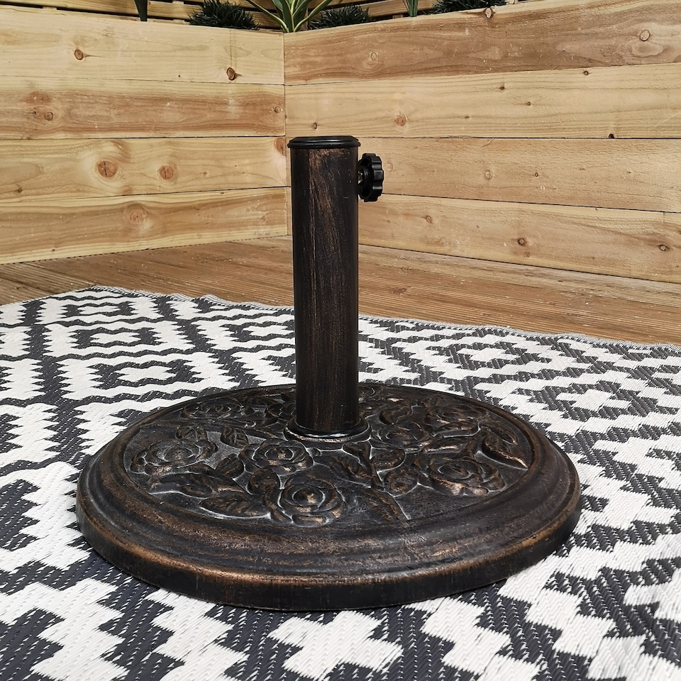 image 1 of Outdoor 4 Person Rectangular Glass Top Garden Dining Table Benches With Black Havana Parasol and Base Set