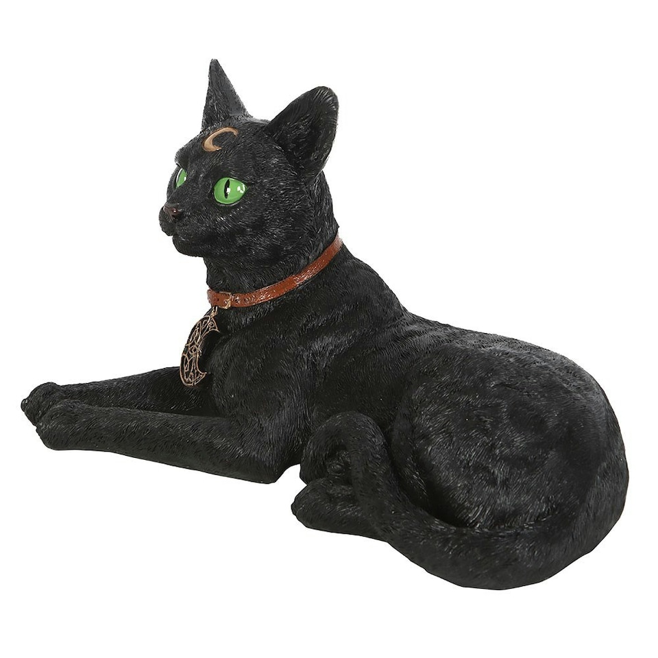 image 1 of Something Different Laying Black Cat Figurine - Black/Green - One Size