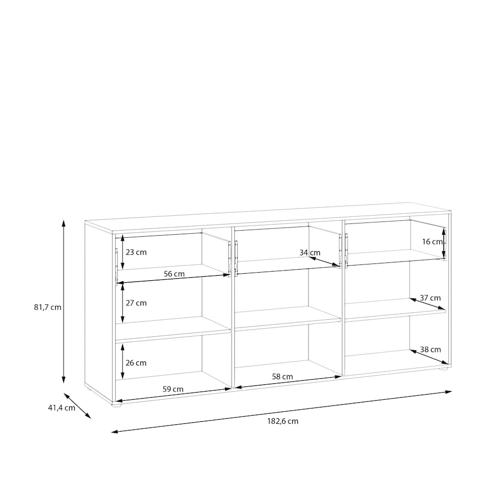 image 1 of Orkney 3 Drawer Sideboard with 3 Doors in Mauvella Oak and White Gloss