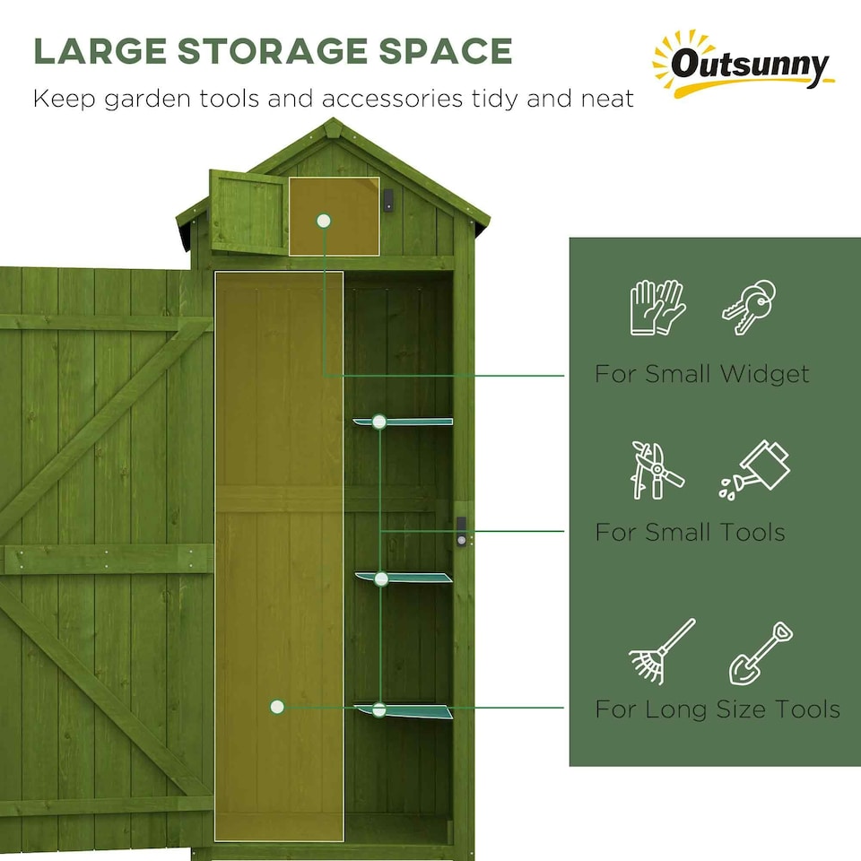image 1 of Outsunny Wooden Garden Storage Shed Outdoor Tool Storage Box, Green